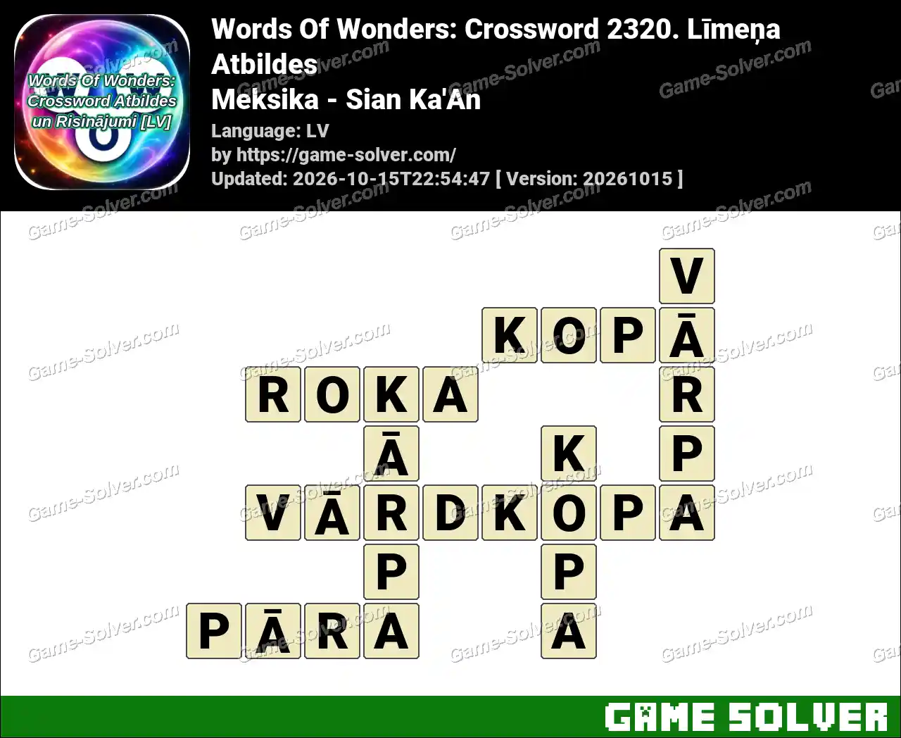Words Of Wonders: Crossword 2320. Līmeņa Atbildes – Meksika – Sian Ka’An